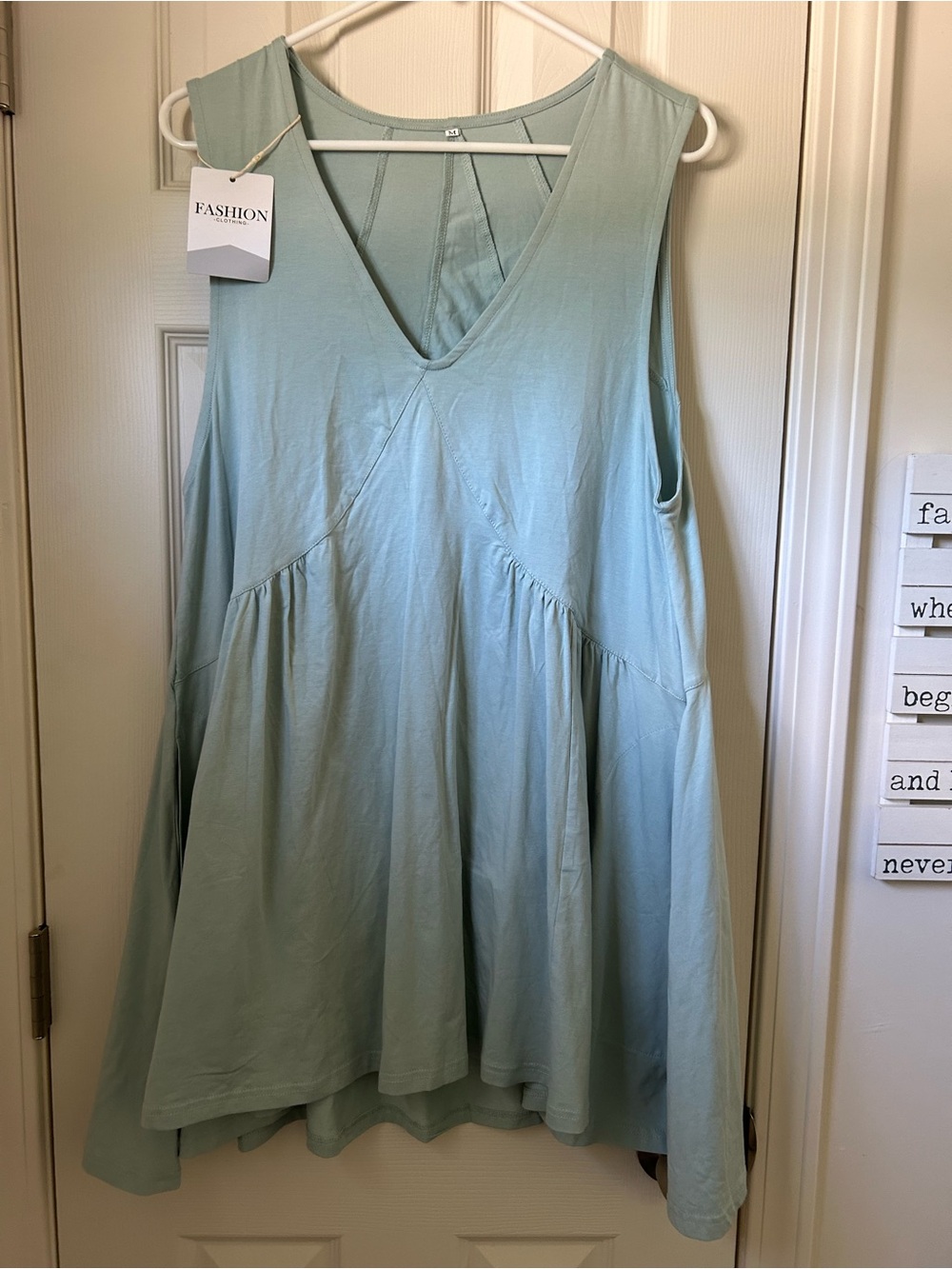 Sleeveless V-Neck Flowy Tank dress - Light Sage